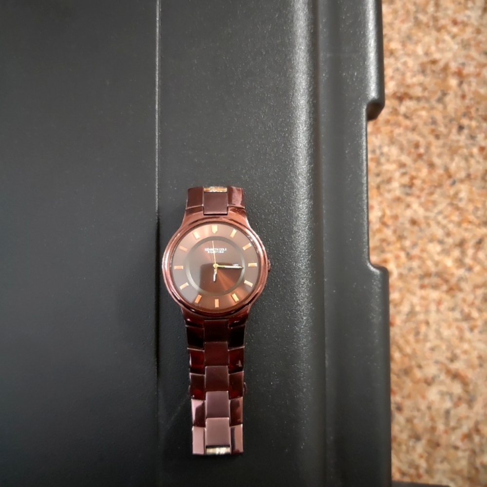 Brown and Rose gold Kenneth Cole wrist watch